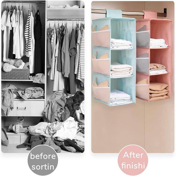 Настінна полиця-органайзер для шафи, 4 відділення, сітчасті кишені, сірий колір, 30x22.5x80 см