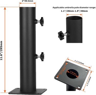 VANROUG Robust Square Patio Umbrella Base - Steel Umbrella Foot with Adjustable Knob, umbrella base for Garden, Decks, Terrace, Awning, Gazebo, Awning, etc.