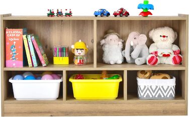 DREAMADE Kids Bookshelf, Toy Storage Bookshelf for Children, Toy Shelf for Kids' Rooms, Playrooms and Kindergarten, 111 x 30 x 61.5 cm (Gray)