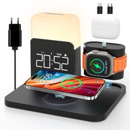 Зарядна станція 3-в-1 COLSUR для Apple Watch, iPhone та AirPods, 15W, нічник, будильник, чорний