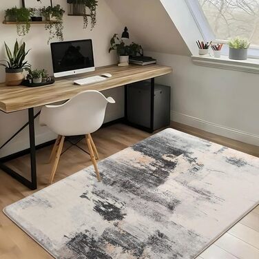 Килим Safunion для вітальні: великий сучасний абстрактний килим з коротким ворсом, м'який килим для спальні (80 x 120 см, 120 x 160 см), абстрактний коричнево-багатокольоровий