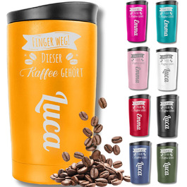 Термокружка KUINEA для кави та чаю, 350 мл, нержавіюча сталь, з герметичним клапаном, 6 годин тепла, без BPA, зелений (з можливістю гравіювання імені)