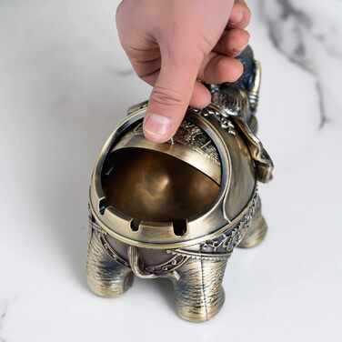 Перекладена та оптимізована назва: Аschenbecher Windfester Vintage Metall Elefant з кришкою – попільничка металева слон для дому, офісу, бару, вулиці