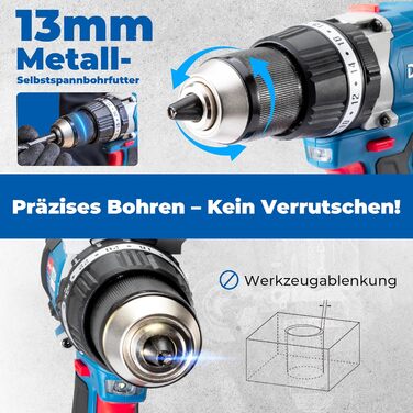 Акумуляторний ударний дриль-шуруповерт DongCheng 18V (2x2.0 Ah), 20+1+1 ступенів моменту, 13 мм патрон, 19-ти частинний набір з аксесуарами (120Nm)
