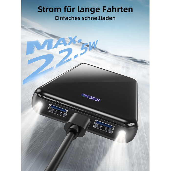 Power Bank 26800mAh з швидкою зарядкою 22,5W USB-C PD3.0 & QC4.0. Портативний акумулятор для iPhone, Galaxy та інших пристроїв. LED дисплей, чорний