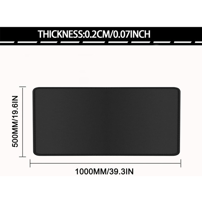 Великий килимок для столу 800x400 мм, геймінговий килимок для миші з прошитими краями, неслизьке покриття, килимок для клавіатури та миші Black & White Abstraction (Чорний, 1000L x 500B мм)