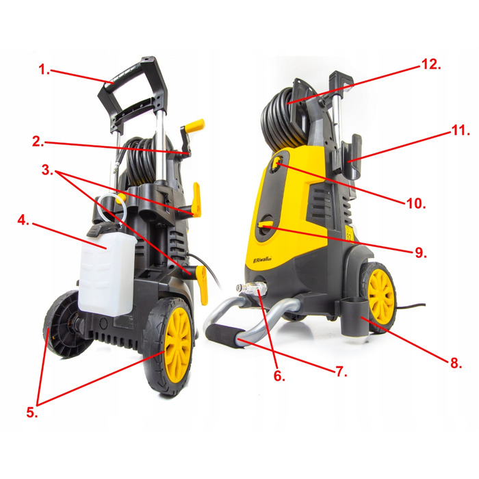 Мийка високого тиску Riwall KOX280M PRO L10, 2500 Вт, латуна pompa
