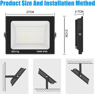 Bright LED Floodlight Outdoor 100W Warm White, Outdoor Floodlight, Super Bright 10000LM Floodlight, Outdoor Spotlight IP66 Waterproof, 3000K Outdoor Spotlight, Warm Floodlight for Garden, Garage, Yard (Warm White, 100W)