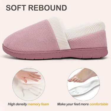 Тапочки для дому жіночі теплі з меморі-піною, зимові, розмір 36-43 EU, м'ятно-зелені (36/37 EU, рожеві)