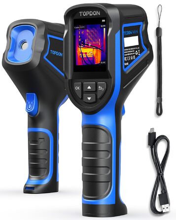 TOPDON TC004 Міні тепловізор, 240x240 IR-роздільна здатність, ручний тепловізійний прилад, 15 годин роботи від акумулятора, частота оновлення 25 Гц, діапазон температур -20℃ до 450℃, високий/низький температурний тригер, чорно-синя палітра