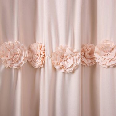 Штора для душу Lush Decor Darla з рюшами та квітковим малюнком, поліестер, біла, 183x183 см (Пудровий)