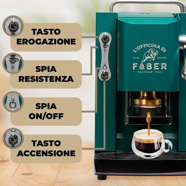 Кавомашина FABER Pro Deluxe | Еспресо на паді 44 мм | Хромоване покриття | Пресована камера з латуні