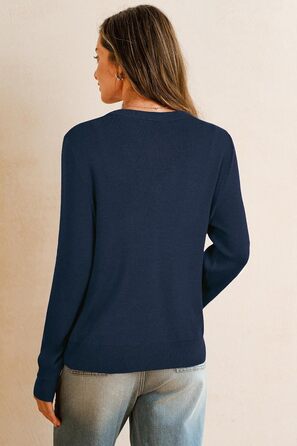 Жакет Arach&Cloz з вовняної суміші, в'язаний, V-подібний виріз, елегантний кардиган, короткий рукав, з ґудзиками, повсякденний топ (A-navy, XXL)