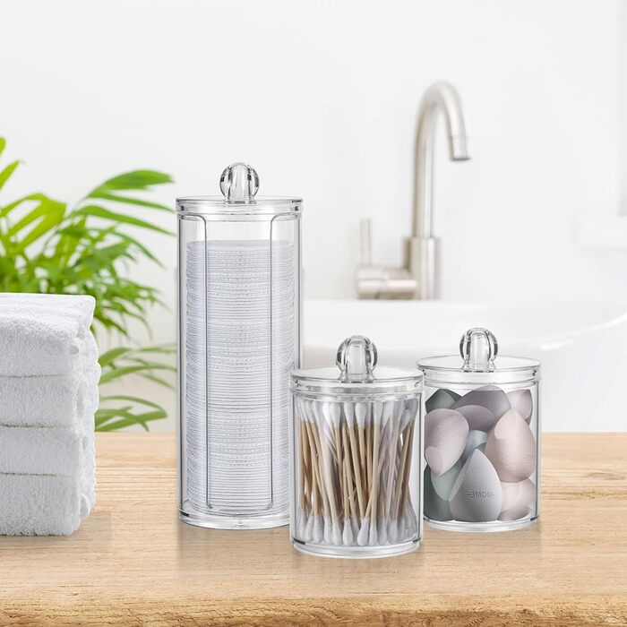 Органайзер для ватних дисків та ватних паличок з кришкою, для туалетного столика, ванної кімнати, спальні