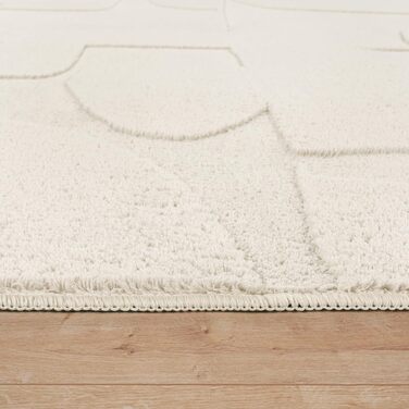Paco Home Rug Living Room Bedroom High Pile Scandinavian Design Solid Color Bohemian Style Abstract 3D Fluffy Washable Decoration Cream, Size: 120x160 cm