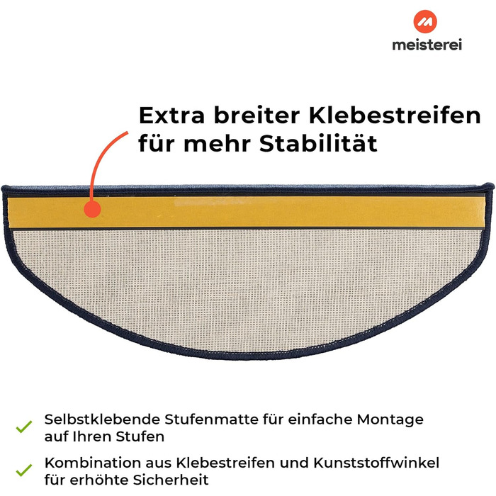 Сходинкові килимки Casa Pura London, 15 шт., 11 кольорів, міцне кріплення, стабільна кутова рейка, світло-блакитний (напівкруглий)