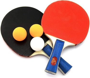 Набір для пінг-понгу для 2 гравців, 5 шт. - 2 ракетки та 3 м'ячі - для хобі, подорожей, тренувань (Indoor/Outdoor)