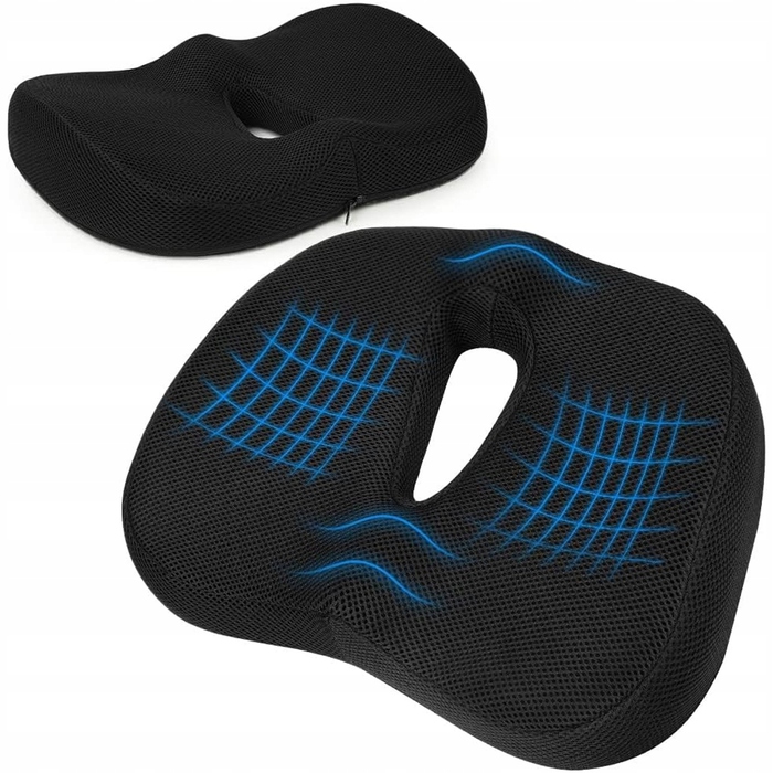 Ортопедична подушка для сидіння з ефектом пам'яті (Memory Foam), профільна, велика