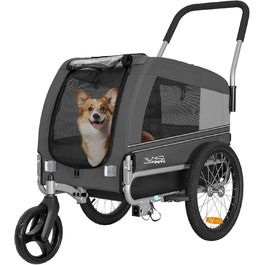 Універсальний візок для собак Tiggo VS Pets 2в1: візок та велосипедний причіп, сірий