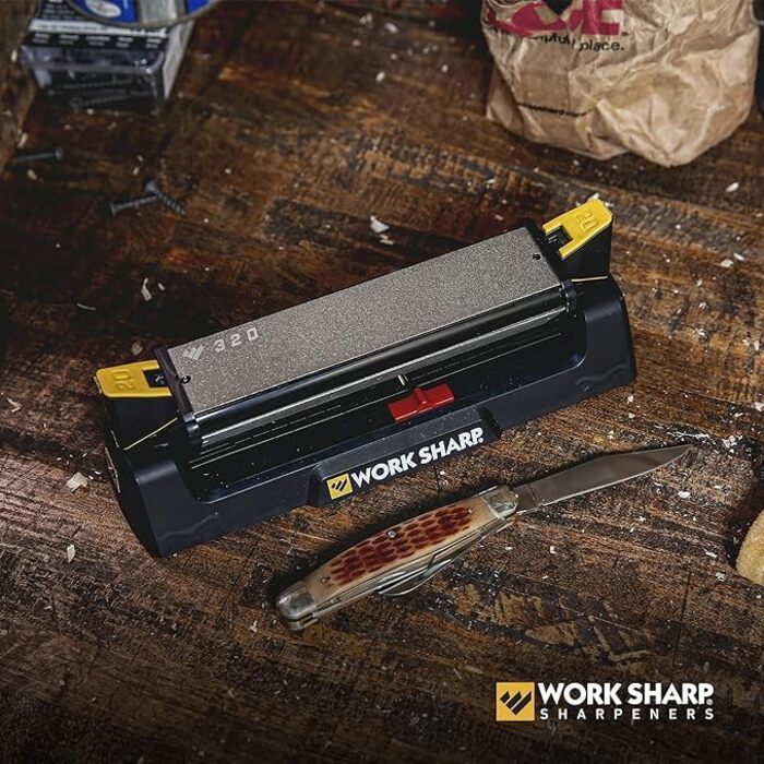 Професійний точильний камінь WORK SHARP для ножів з кутом 20°/25°, 3 зернистості (320, 600, кераміка), для кухонних та туристичних ножів
