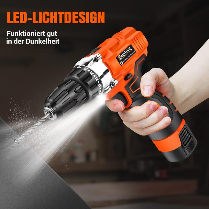 Акумуляторний шуруповерт 21V з набором аксесуарів для дому та саду. Шуруповерт-дриль, ударний шуруповерт, акумуляторний дриль. Макс. крутний момент 45Nm, 25+1 ступінь, 2 швидкості, 1500mAh, 25 шт. аксесуарів. Червоний.