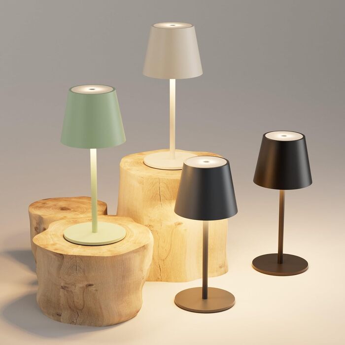 Світлодіодний акумуляторний настільний світильник 26 см, 5000mAh, IP54, 2 шт. (Бежевий) - кемпінговий, для ресторану, спальні, бару