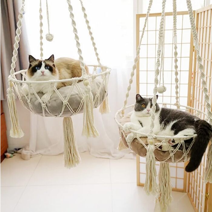 Гніздо-гойдалка для кота, бавовна, 45 см (білий)