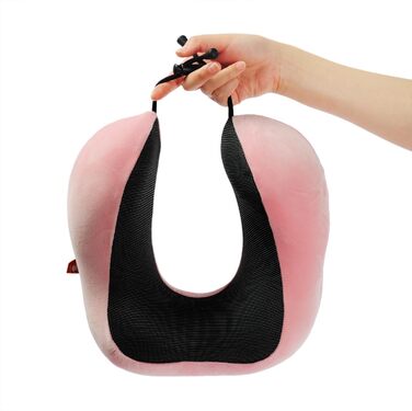 Подушка для шиї з піною пам'яті, 360-градусна підтримка голови, комфортна та легка, ідеальна для сну в літаку, авто, поїзді, автобусі та вдома, з чохлом (Рожева)