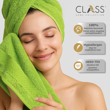 Набір рушників для рук Class Home Collection Ftee, 100% бавовна, м'які та гігроскопічні, з петелькою для підвішування, яблучно-зелені, 30x50 см, 10 шт.