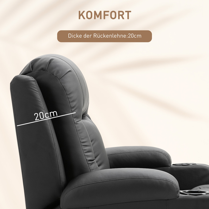 HOMCOM Massage Chair, Recliner Chair, Heated Recliner Chair, TV Recliner with Reclining Function, Recliner Chair with Remote Control, Black | Aosom