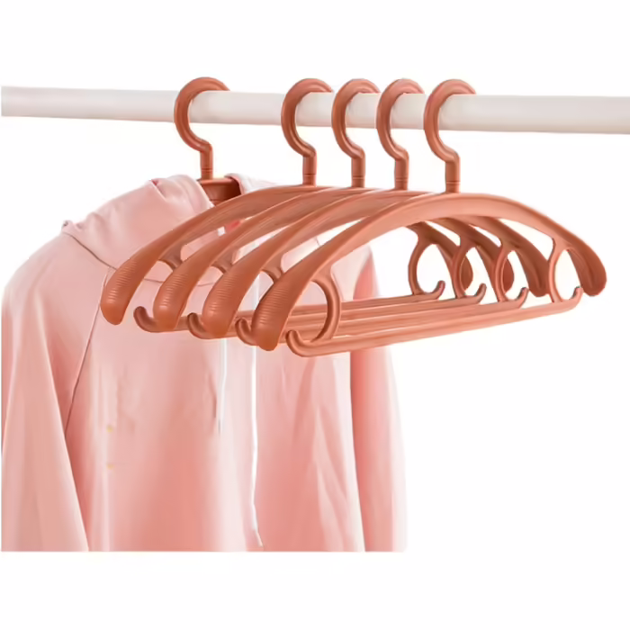 Trrcylp 10-Piece Heavy-Duty Plastic Clothes Hangers, 11.3 kg Capacity, Swivel Hook, Wide Shoulders, Non-Slip, Thick Clothes Hangers (Orange)