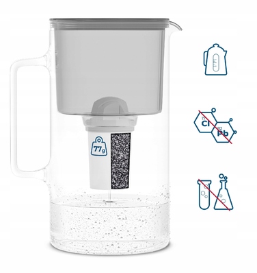 Скляний фільтр-кувшин Wessper D2 BOROSILICATE 3л, сірий + 3 фільтри