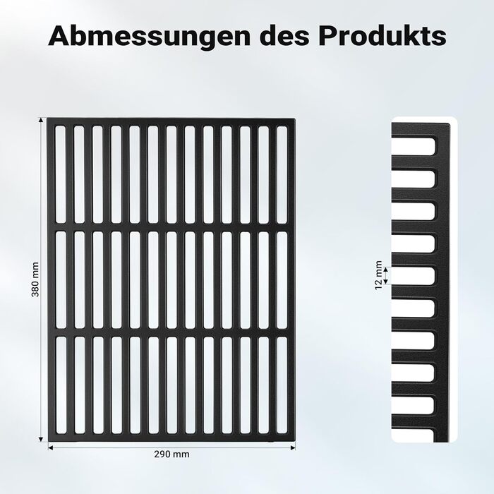 Решітка для гриля Wiltec з чавуну 29 x 38 см, підходить для вугільного та газового гриля, для приготування барбекю, емальована, квадратна