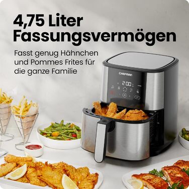 Chefman TurboFry Air Fryer - 4.75L Family Size with Digital Controls