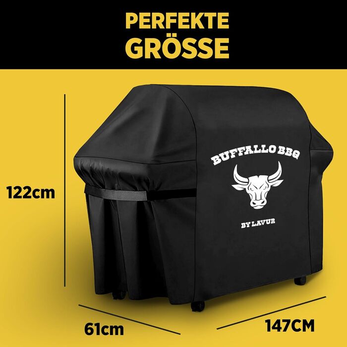 Чохол для гриля Buffalo BBQ, водонепроникний, вітростійкий, преміум оксфорд, універсальний для газових і круглих грилів