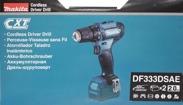Акумуляторний дриль-шурупокрут Makita DF333DSAE 12V, 2.0Ah, 2 акумулятори + зарядний пристрій у транспортному кейсі, чорний/синій