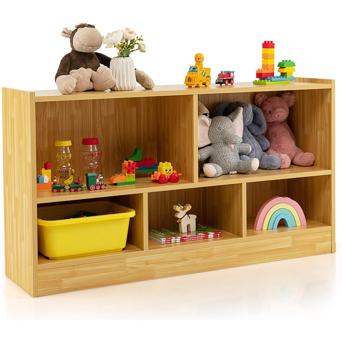 DREAMADE Kids Bookshelf, Toy Storage Bookshelf for Children, Toy Shelf for Children's Room, Playroom and Kindergarten, 111 x 30 x 61.5 cm (Light Natural)