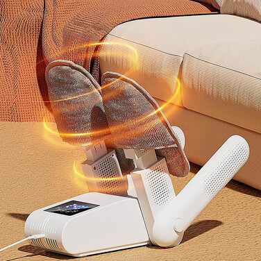 Електричний сушильник для взуття з 4 тримачами, таймером та регульованою довжиною. Підходить для взуття, рукавичок, шапок, шкарпеток та футбольних бутс