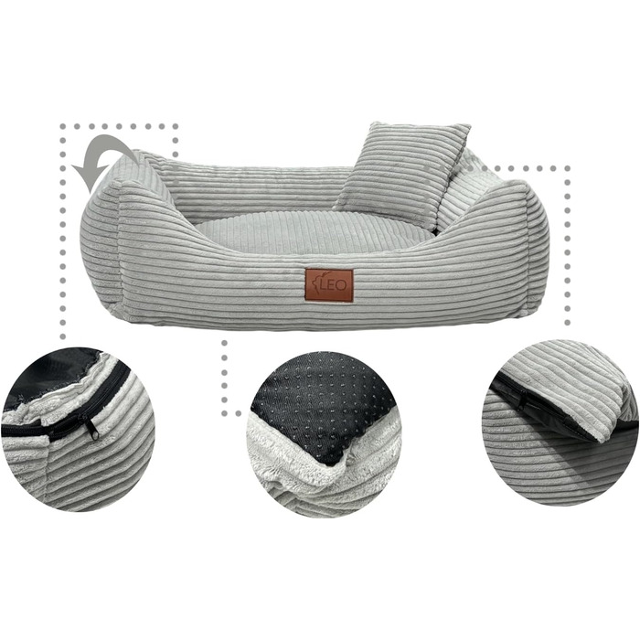 Лежанка для собак Leo4dog: зручна та миюча, розмір M 80x60, оливковий колір