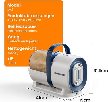 Машинка для стрижки собак Oneisall з пилососом, потужність 12000 Па, збір 99.99% шерсті, тиха, 7 насадок, об'єм контейнера 1.5 л