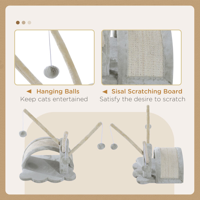 PawHut Stable Cat Scratching Post, Small Climbing Tree with Scratching Post, 38 x 38 x 40 cm, Light Grey, Ideal for Indoor Cats