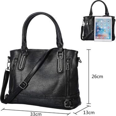 Сумка жіноча VINBAGGE з PU шкіри, шопер, вінтажна, чорна, для офісу та щоденного використання