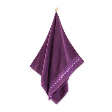Великий банний рушник ZWOLTEX ZEN 2 з вишивкою, фіолетовий, 450г, 70x140см