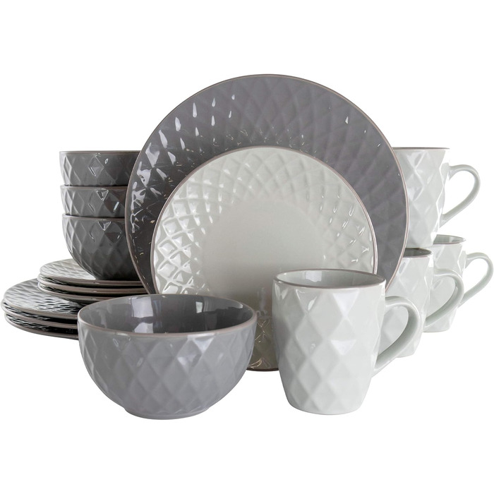 Набір посуду Elama Tahiti з каменю, 16 предметів, сірий та перламутровий
