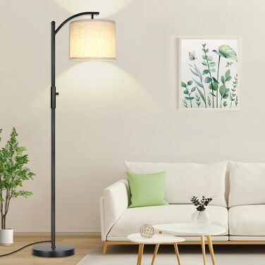 Стельова лампа ROTTOGOON для вітальні з LED-лампою 3 кольорів, промисловий дизайн, для читання, чорний колір, регульована яскравість
