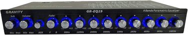 Автомобільний еквалайзер Gravity EQ19 1/2 DIN, 9-смуговий, 9V, 3 RCA виходи, AUX/DVD, передній/задній/сабвуфер
