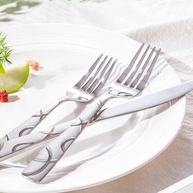 HIKAA Набір столових приборів 20 предметів, нержавіюча сталь, для 4 осіб, набір столових приборів для кухні, високоглянцевий, набір з виделок, ложок та ножів, придатний для миття в посудомийній машині (сріблястий)