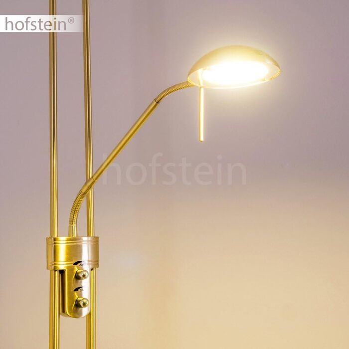 LED торшер Rom з металу в латуні, диммер на корпусі, 1 x 18 Вт, 1600 Лм та 1 x 5 Вт, 480 Лм, 3000K (тепле біле світло), настінний прожектор з регульованою лампою для читання