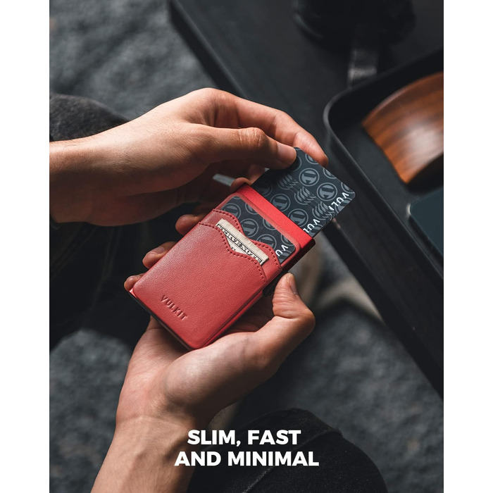 Гаманець VULKIT Slim з RFID захистом та відділеннями для карток (червоний Getaway Solids)