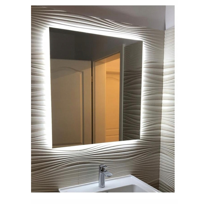 Квадратне дзеркало у ванну кімнату з LED-підсвіткою, 110x110 см